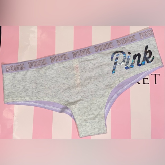 Victoria’s Secret Pink panties PINK Cheekster PINK gold sparkle colorblock holo - Picture 1 of 4